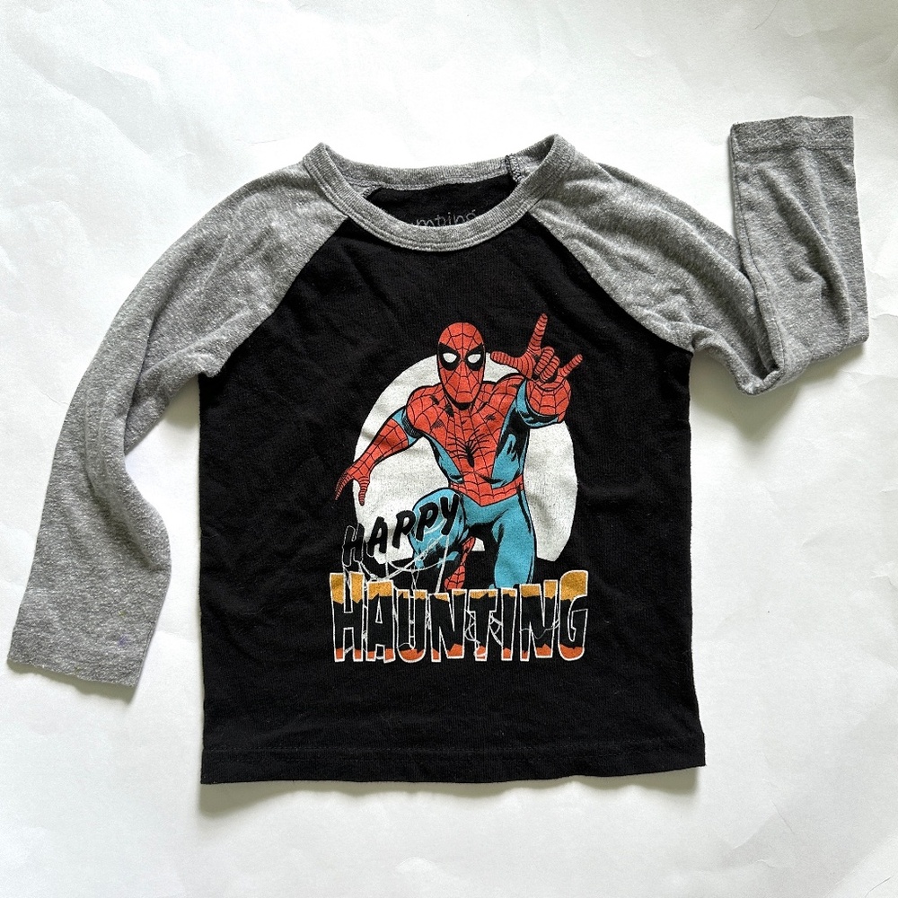 Marvel Spider-man Halloween Shirt 18M Long Sleeve Black Gray